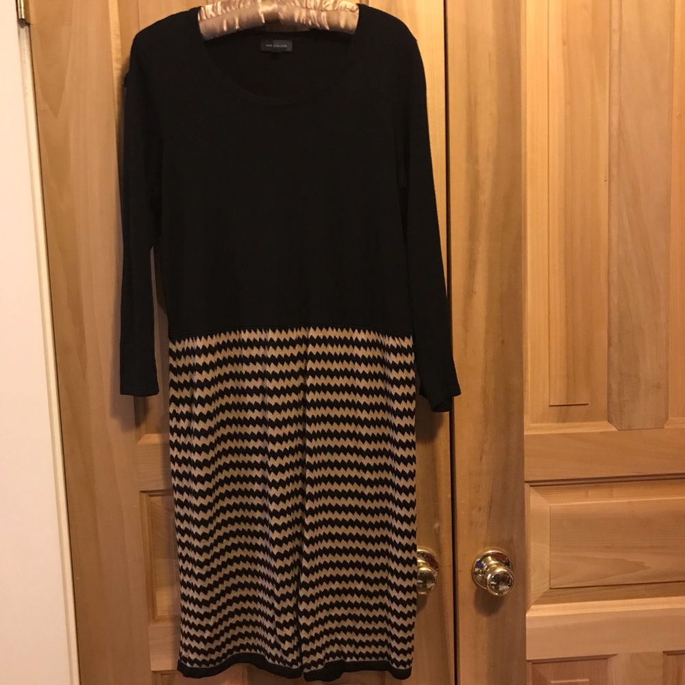 💚 Black & Tan chevron sweater dress